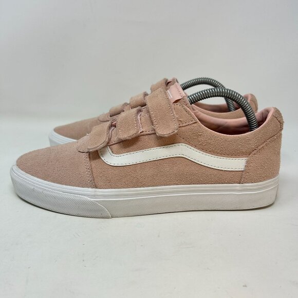 Vans Shoes - Vans Pink Suede Old Skool V Velcro Sneakers Womens 10